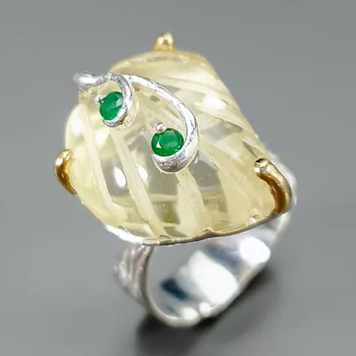 Vintage 10 Ct Natural Lemon Quartz Ring 925 Sterling Silver Size 7.5 /R346288 • £12.04