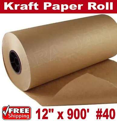 $35.99 • Buy 12  X 900' Brown Kraft Paper Roll 40lb Shipping Wrapping Cushioning Void Fill