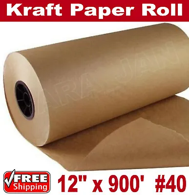 12  X 900' Brown Kraft Paper Roll 40lb Shipping Wrapping Cushioning Void Fill • $35.99