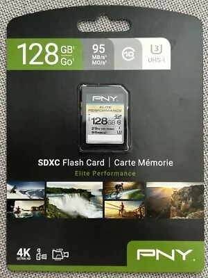 PNY Elite Performance 128 GB High Speed SDXC Class U3 95 MB/Sec Flash Card • $12