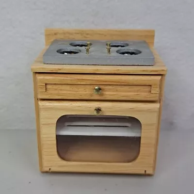 Dollhouse Miniature Wooden Kitchen Stove Oak Furniture • $12