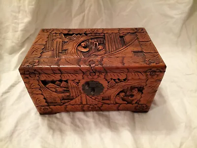 Antique Hand Carved Chinese Camphor Wood Box • £75