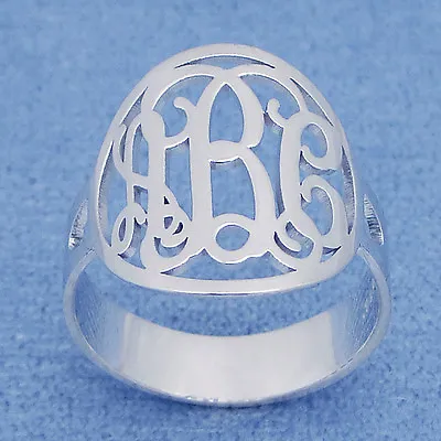 Circle Monogram Ring Sterling Silver 3 Initials Personalized Fine Jewelry SR32 • $68.95