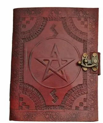 Medieval Vintage Pentagram Leather Journal Diary Poetry Book Of Shadows W/ Clasp • $19.99