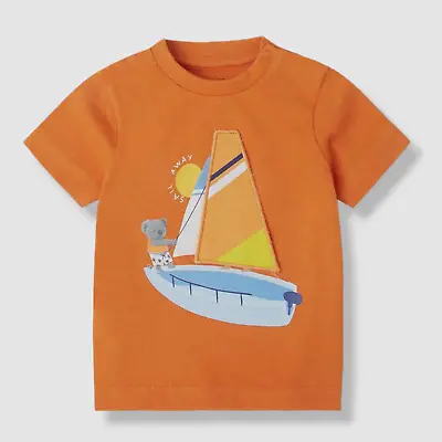 $21 Mayoral Kid's Boy's Orange Sailboat T-Shirt Top Size 12/80 • $6.78