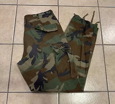 Men's Medium Regular US ARMY Military Woodland Camo Combat Cargo Trousers Pants • $8.99