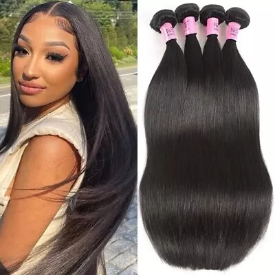 UNice Mongolian Straight Virgin Human Hair Extensions 4 Bundles/400g Hair Weaves • $88.02