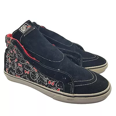 Vans X Hello Kitty Mens 9.5 Womens 11 Black Red High Top Sneaker Shoes Casual • $94.95