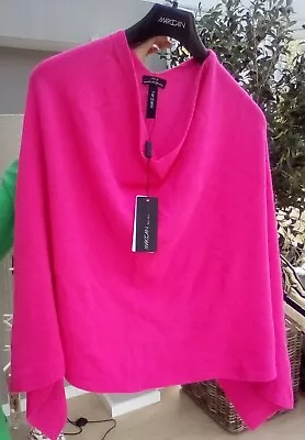MARC CAIN LADIES CASHMERE JUMPER/ PONCHO SYLE NEW WITH TAGS POP PINK Size N3 • £79