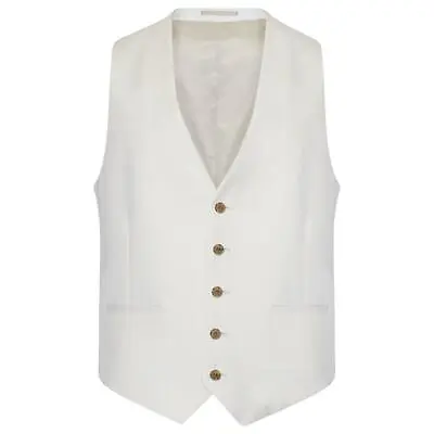 Farah Linen Viscose Blend Waistcoat In Cream • £25