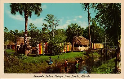 FLORIDA ~ Seminole Indian Village ~ Near Naples VTG Postcard • $3.75