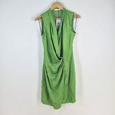 NEW Mango Womens Dress Size XS Wrap Green Sleeveless Pencil 081003 • $34.95