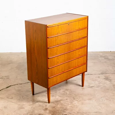 Mid Century Danish Modern Highboy Dresser 6 Drawer Teak Denmark Vintage Mcm Legs • $1019.13