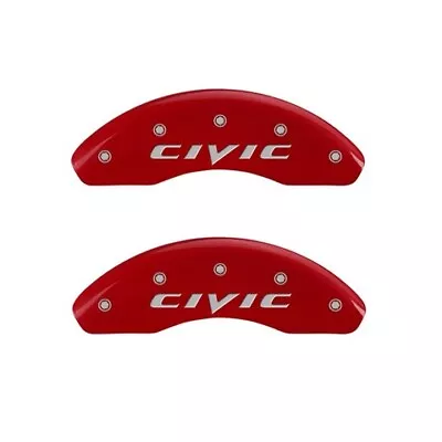 MGP Caliper Covers Front Set Of 2 Red Finish Silver Honda Civic (2015) • $185