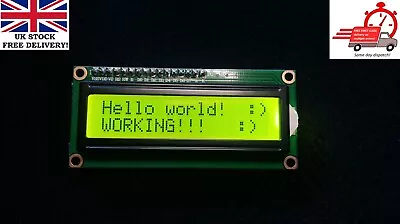 YELLOW 1602 16x2 LCD Display (HD44780) With FREE Pins Arduino Raspberry PI PIC • £4.25