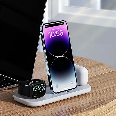 3in1 Charging Stand Foldable Charger Bracket For Apple AirPods Watch 9 IPhone 14 • $15.69