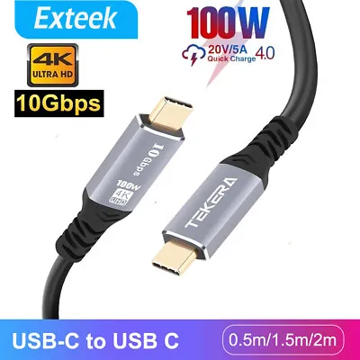 USB-C To Type-C Cable USB 3.1 Gen2 100W 60W 4K 10Gbps PD Fast Charging Video • $9.95
