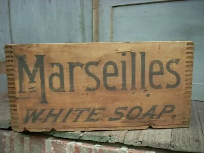 Antique MARCEILLES White SOAP Box Crate Smith & Frantz Wilkes Barre PA • $275