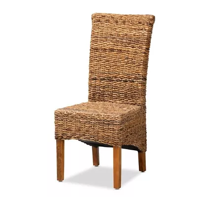 Baxton Studio Trianna Transitional Natural Abaca And Brown Wood Dining Chair • $185.64