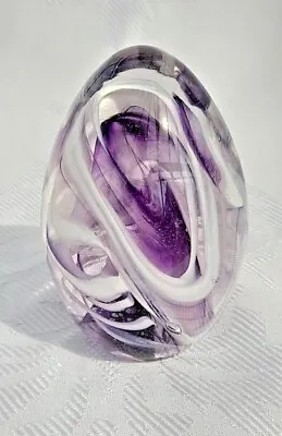 £28 • Buy Heron Glass Purple And White Egg Paperweight - 9 Cm - Gift Box - Hand Crafted UK
