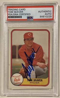 $288 • Buy 1981 Fleer TOM SEAVER Signed Autographed Baseball Card #200 PSA/DNA Reds