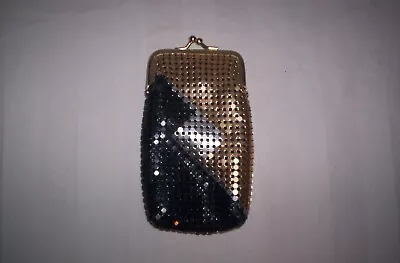 Black Gold Silver Soft 4mm Metallic Mesh Cigarette Case Purse W/ Kiss Lock • $9.16