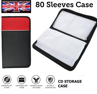 80 CD Case DVD Games Discs Storage Holder Organiser Sleeve Wallet Car Home BLACK • £9.49