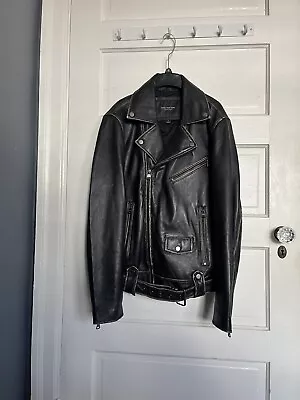 Andrew Marc New York Genuine Leather Perfecto Moto Jacket Size Small 34 In Chest • $199.99