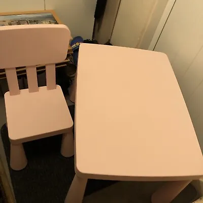 IKEA Mammut Pink Children’s Kids Table And One Chair • £25