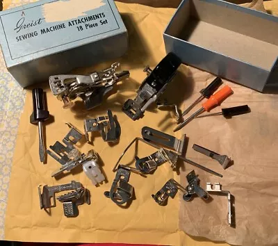 Vintage Sewing Machine Box Of Parts Greist USA Attachments Kenmore Sears • $8
