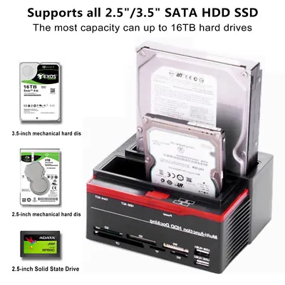 £23.45 • Buy USB 2.0 To IDE/SATA External Hard Drive Docking Station 2 Bay 2.5  3.5  HDD Dock