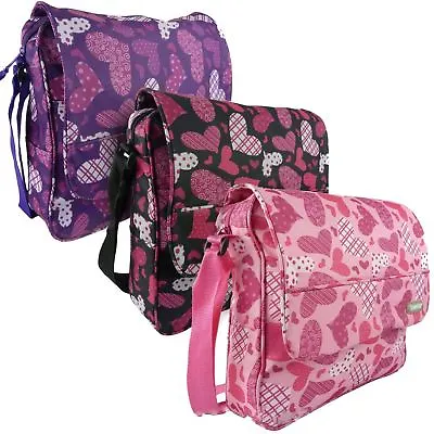 Hi-Tec Ladies Hearts A4 Student School Courier Shoulder Cross Body Messenger Bag • £12.90