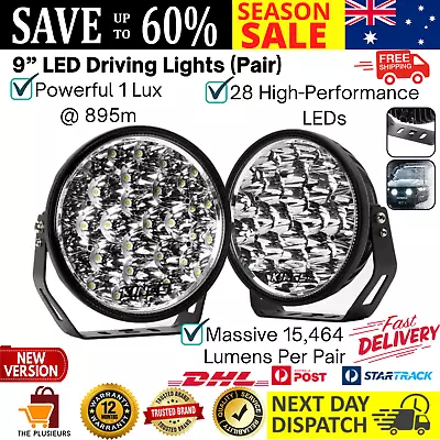 Xtreme 9  LED Driving Lights Offroad Spot Flood Pair Lamp Lux Lumens AU • $182.97