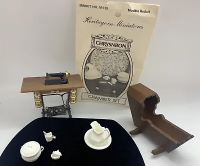 Miniature Sewing Machine Wood Cradle Chamber Set For Doll House (a6) • $23.97