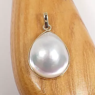 19x16 Mm Pear Teardrop Australian Mabe Pearl Pendant 375 9k 9ct Yellow Gold P92 • $221.56