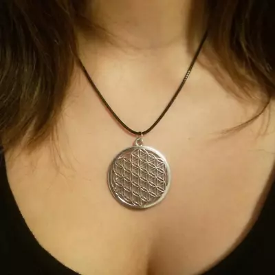 $11.95 • Buy Silver Flower Of Life Pendant Necklace - Sacred Geometry Jewelry