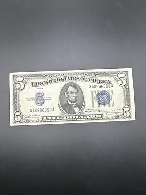 1934 D $5 Silver Certificate Note- Blue Seal - Circ - Better Condition - D112 • $22.99