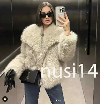 Zara Woman Nwt Fw23 Ecru Short Faux Fur Jacket Sml 4360/240 • $123.85