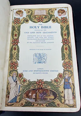 BEAUTIFUL Eyre & Spottiswoode Illustrated Holy Bible Inscribed 1934 SEE PICTURES • £9.99
