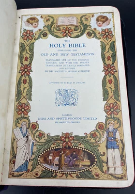 BEAUTIFUL Eyre & Spottiswoode Illustrated Holy Bible Inscribed 1934 SEE PICTURES • £6.99