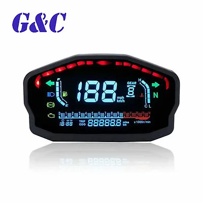 LCD Digital Motorcycle Speedometer Tachometer Cafe Racer Moto Odometer Km/h MPH • $46.18
