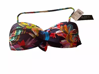 La Blanca Black W/ Tropical Flowers Top Bikini Piece - Size 8 • $20