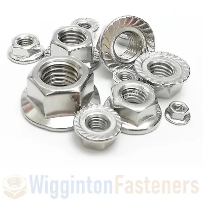 Flanged Nuts Serrated STAINLESS STEEL A2 Hex M3 M4 M5 M6 M8 M10 M12 DIN6923 • £0.99