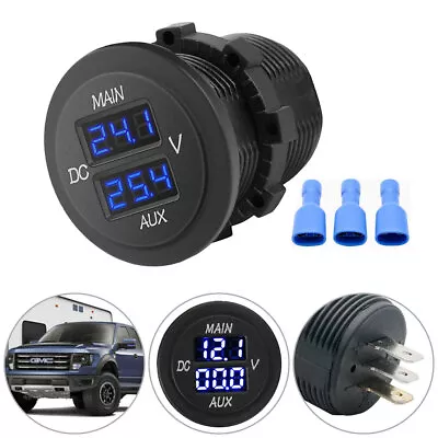 12V 24V AUX LED Dual Voltmeter Voltage Gauge Battery Monitor Panel Car Boat RV • £11.22