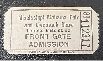 Vintage Tupelo Fair And Livestock Show Ticket / Direct From Memphis / Elvis • $10