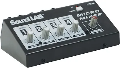 Sound Lab 4 Channel Mono Microphone Micro DJ PA Audio Volume Mixer • £19.99