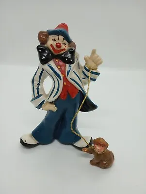 $12 • Buy Vintage Enesco Circus Clown With Monkey On Leash Ceramic Figurine 5.25 