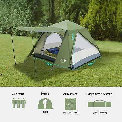 2-3 Men Instant Automatic Pop Up Tent For Backpacking Camping Hiking Green US • $119.98