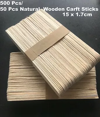 500/  50 Pcs Jumbo Natural Wooden Craft Sticks Paddle Pop Sticks 15cm X 1.7cm • $5.49