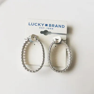 $7.99 • Buy New 38mm Lucky Brand Oval Hoop Earrings Gift Vintage Women Party Holiday Jewelry
